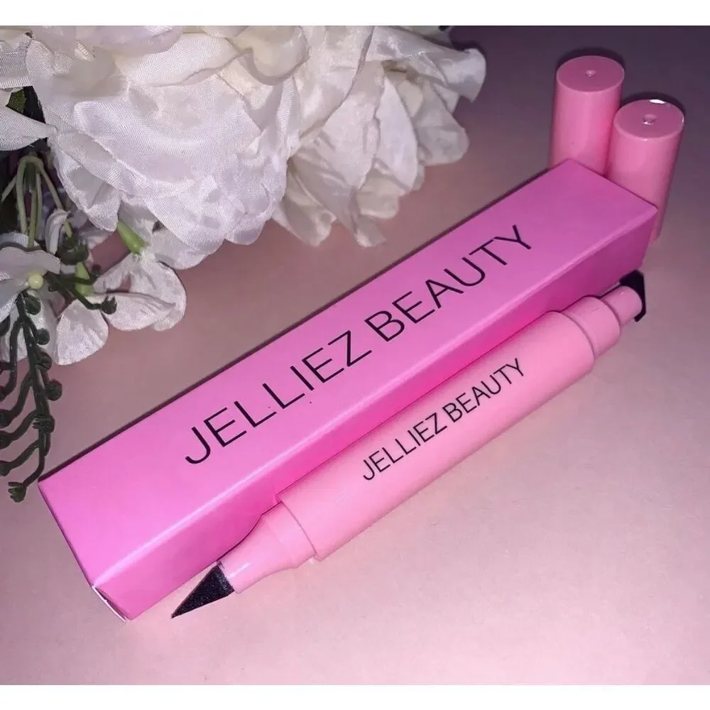 Jelliez Beauty Double-Sided Black Wing Stamp Eyeliner & Felt Tip Liner NIB